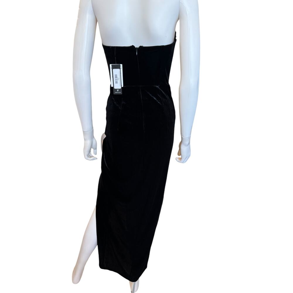 New ~ LULU'S ~My Dream Come True Black Velvet Strapless Maxi Dress Size S PROM - Picture 2 of 8